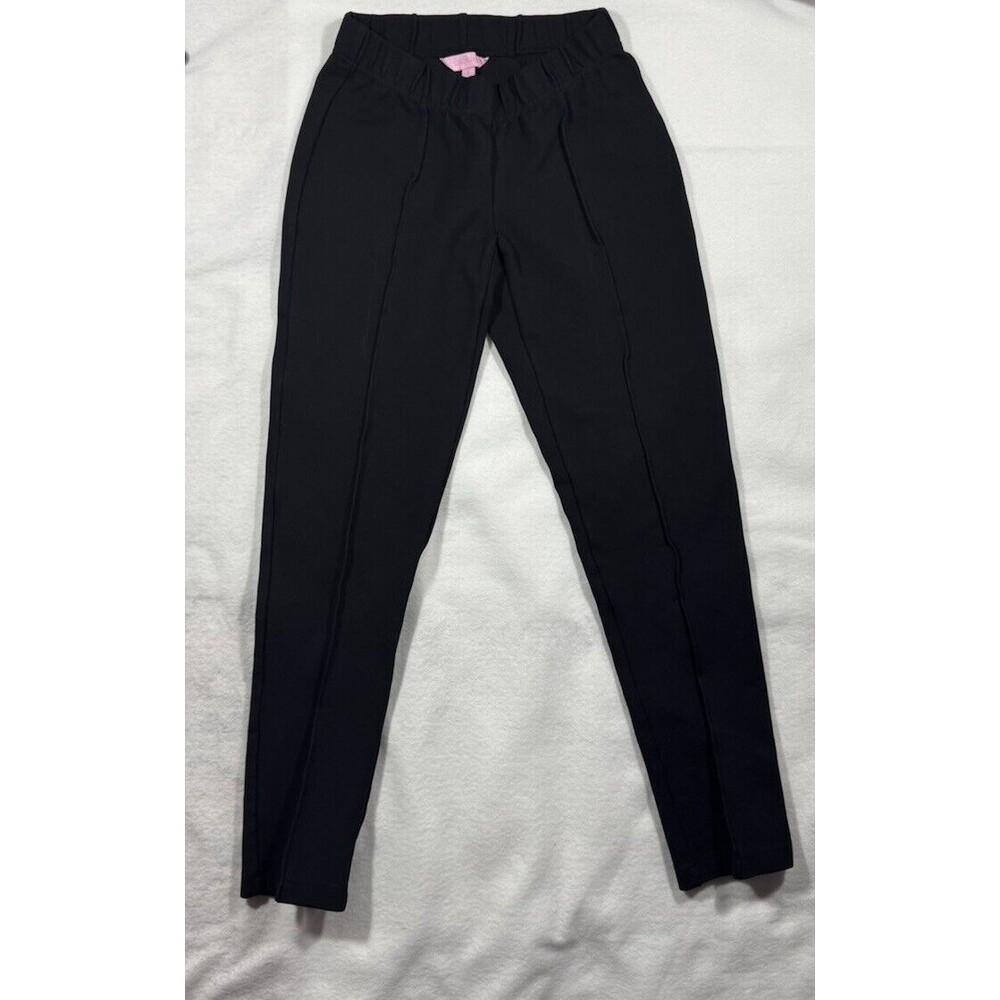 Lilly Pulitzer Travel Pants Women's Sm Pleated Black Elastic Waist Stretch